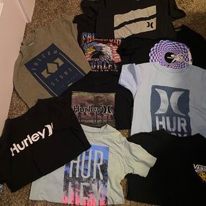 Boys 10 T-shirt bundle. Hurley, Old Navy, Volcom and Vans brands. Youth Med-Lg
